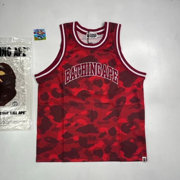 BAPE Color Camo Basketball Tank Top "Red" Size M - Picture 1 of 10